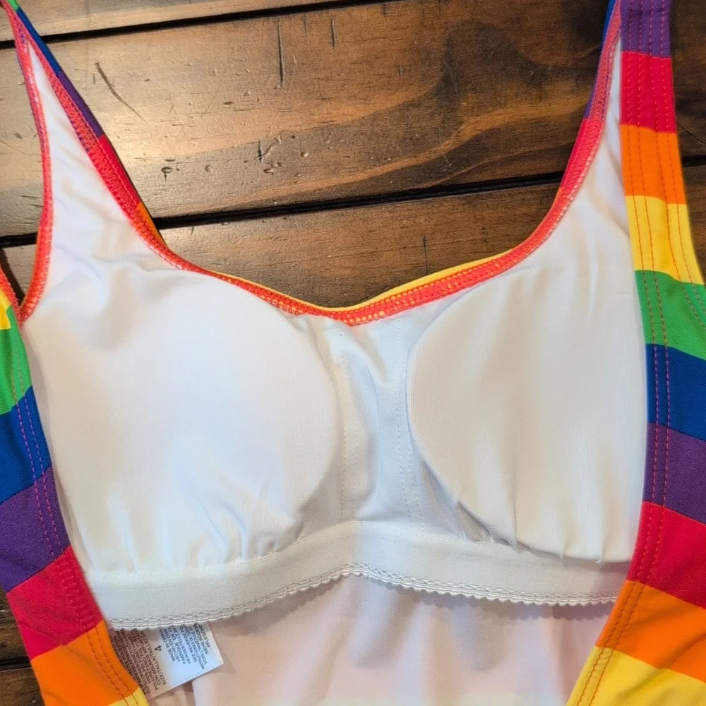 Michael Kors Rainbow Stripe One Piece Bathing Suit Swim Suit